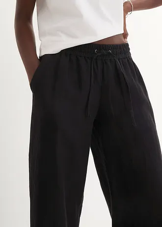 Linnen palazzo broek • zwart • bonprix online shop