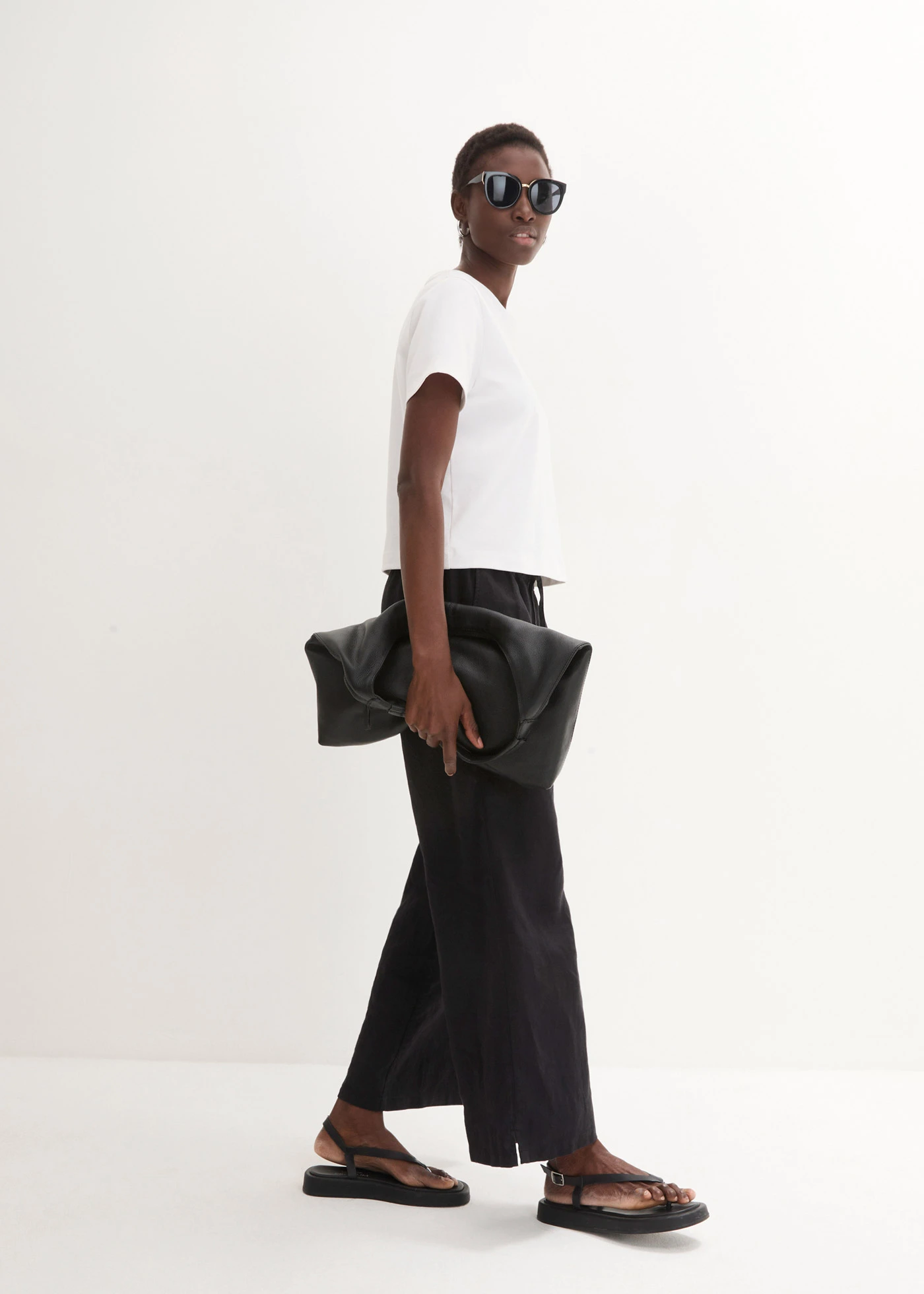 Linnen palazzo broek • zwart • bonprix online shop