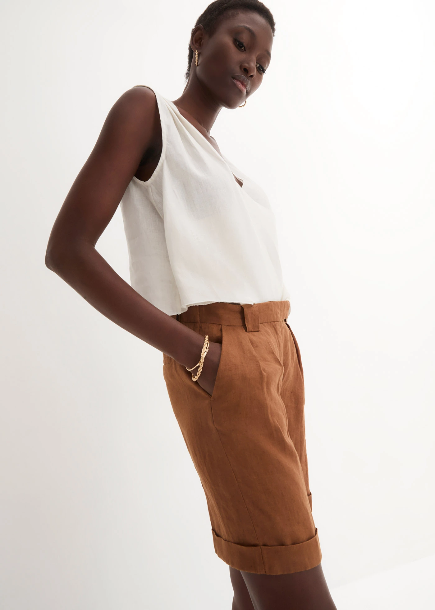 Bermuda van puur linnen • cognac • bonprix online shop