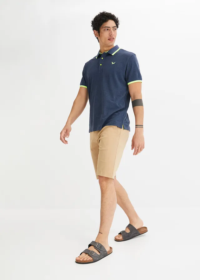 Piqué poloshirt met biologisch katoen, Kleur: donkerblauw mêlee