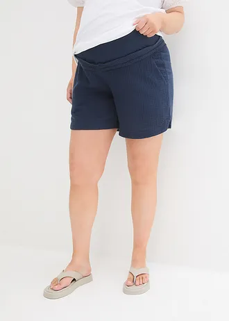 Mousseline zwangerschapsshort, Kleur: donkerblauw