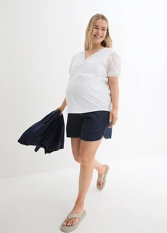 Mousseline zwangerschapsshort, Kleur: donkerblauw