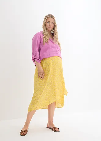 Blouse manches 3/4 en lin mélangé, Couleur: rose lilas