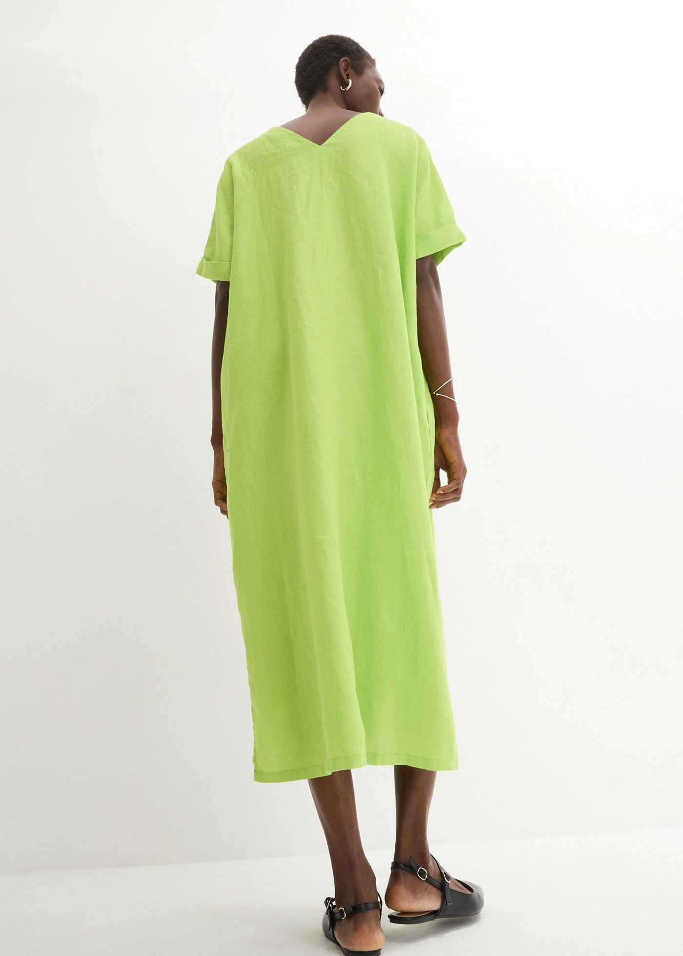 Rochie caftan largă, 100% in • verde lime • magazin bonprix