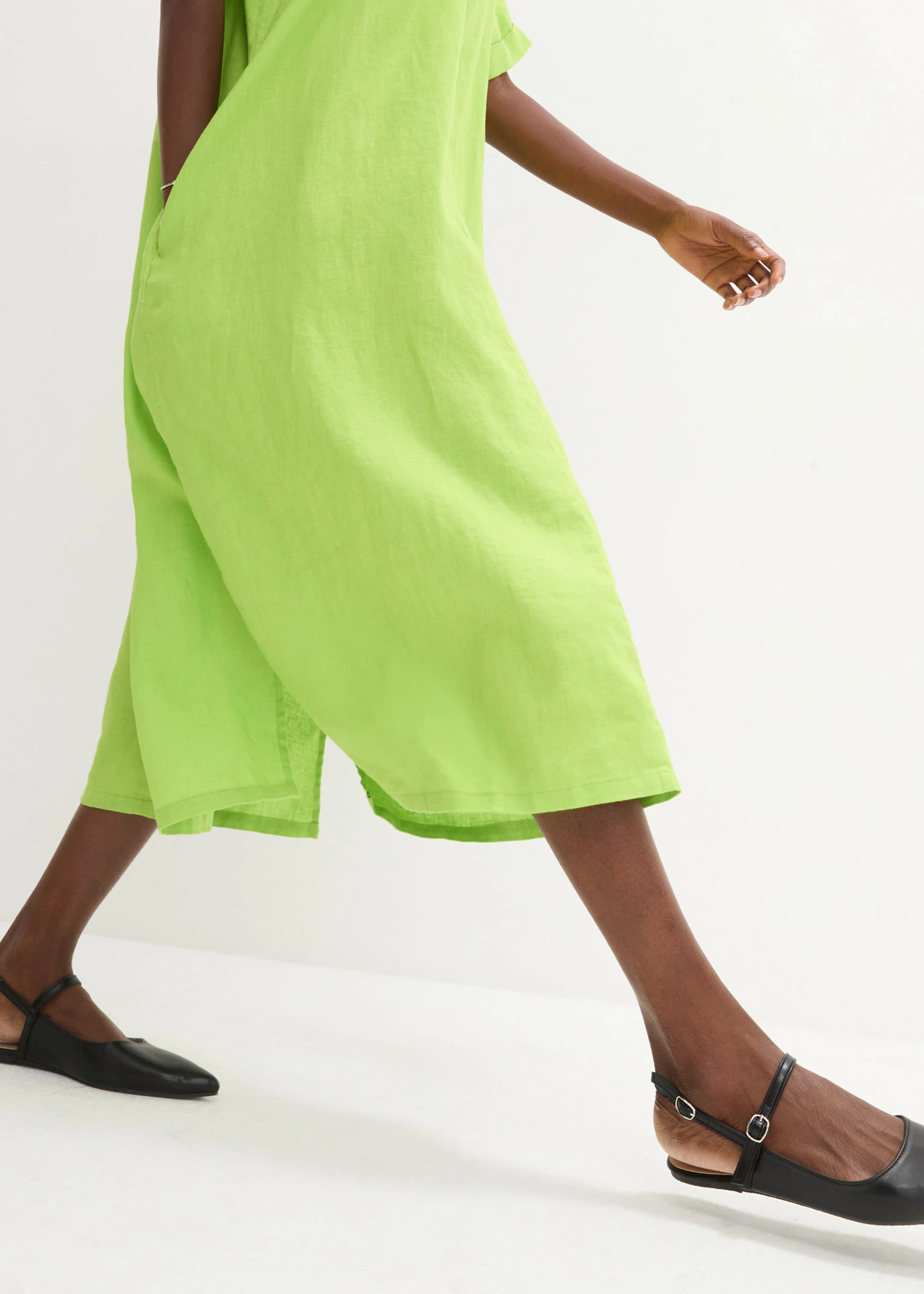 Rochie caftan largă, 100% in • verde lime • magazin bonprix