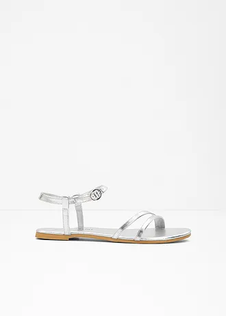 Sandalen met riempjes in metallic look