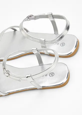 Sandalen met riempjes in metallic look • zilverkleur • bonprix online shop