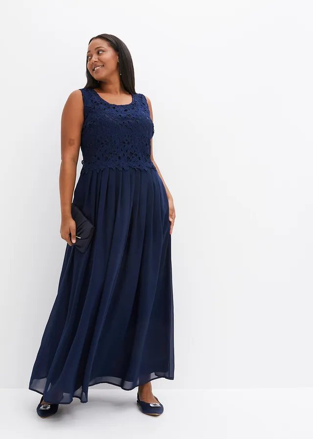 Robe longue à dentelle, Couleur: bleu foncé