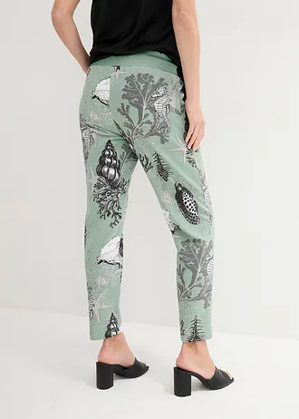 Pantalon en molleton de coton mélangé • gris vert-blanc cassé • Boutique bonprix
