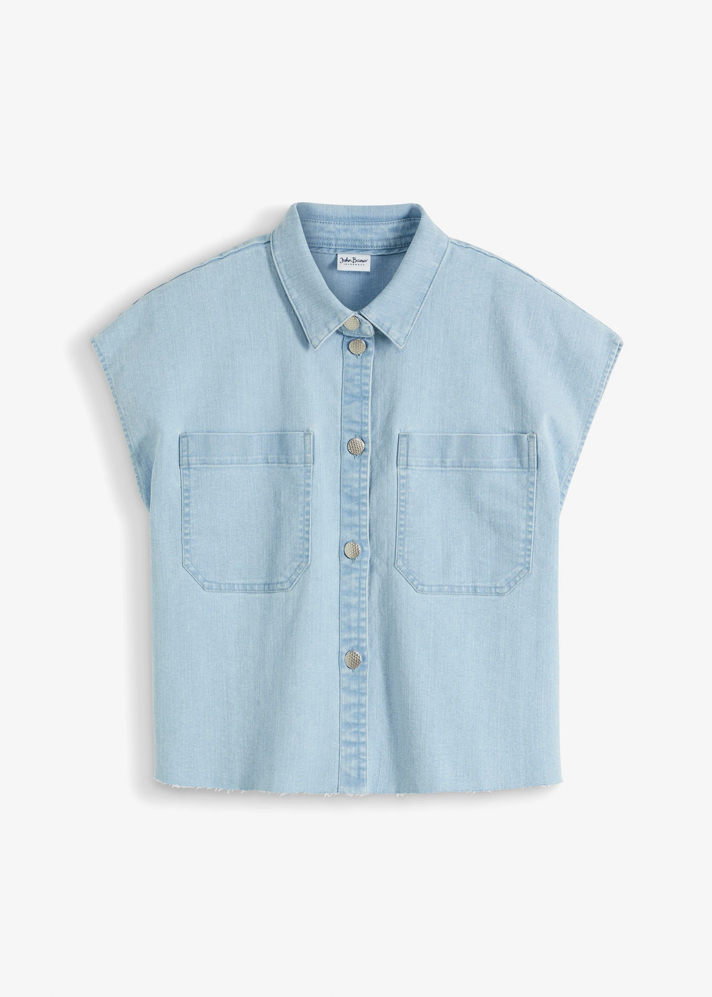 Cămașă boxy scurtă de blugi • bleu denim uzat • magazin bonprix