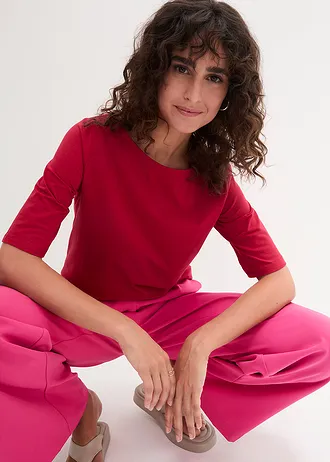 T-shirt col bateau 100% coton • rouge vermillon • Boutique bonprix