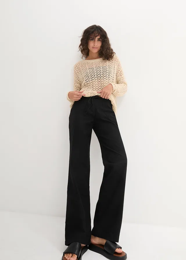 Pantalon large en lin et coton • noir • product-page.page-title-suffix