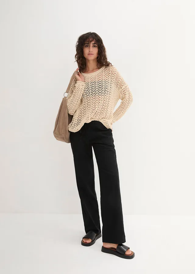 Pantalon large en lin et coton • noir • product-page.page-title-suffix