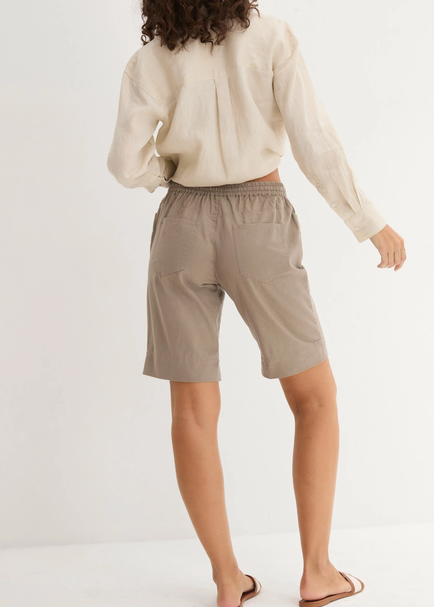 Bermuda met linnen • taupe • bonprix online shop