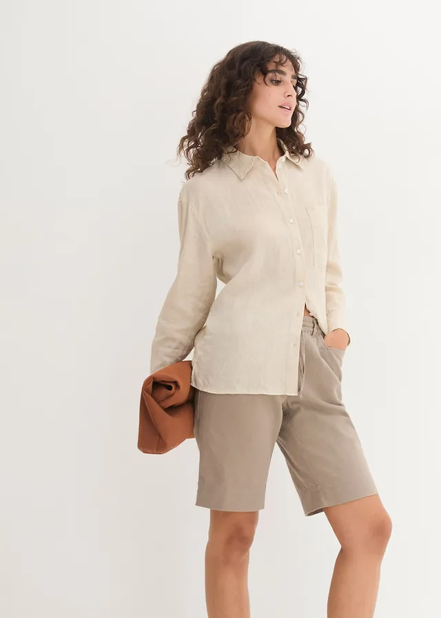 Bermuda met linnen • taupe • product-page.page-title-suffix