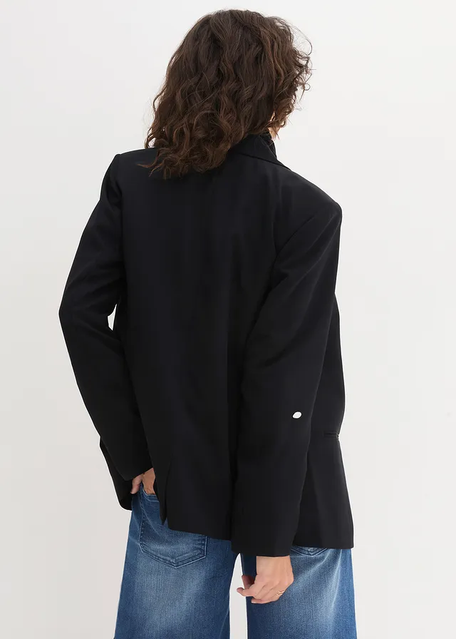 Oversized blazer, Kleur: zwart