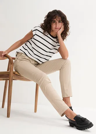 Spodnie chinosy ze stretchem • piaskowy • sklep bonprix