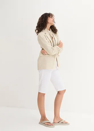 Stretchbermuda (set van 2) • wit - lichtblauw denim • bonprix online shop