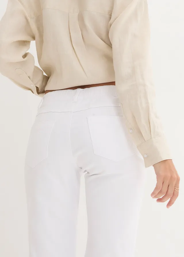 Lot de 2 bermudas en coton extensible • blanc + bleu délavé • Boutique bonprix