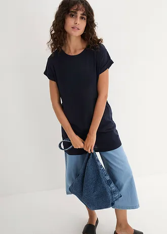 Longshirt van katoen, Kleur: donkerblauw