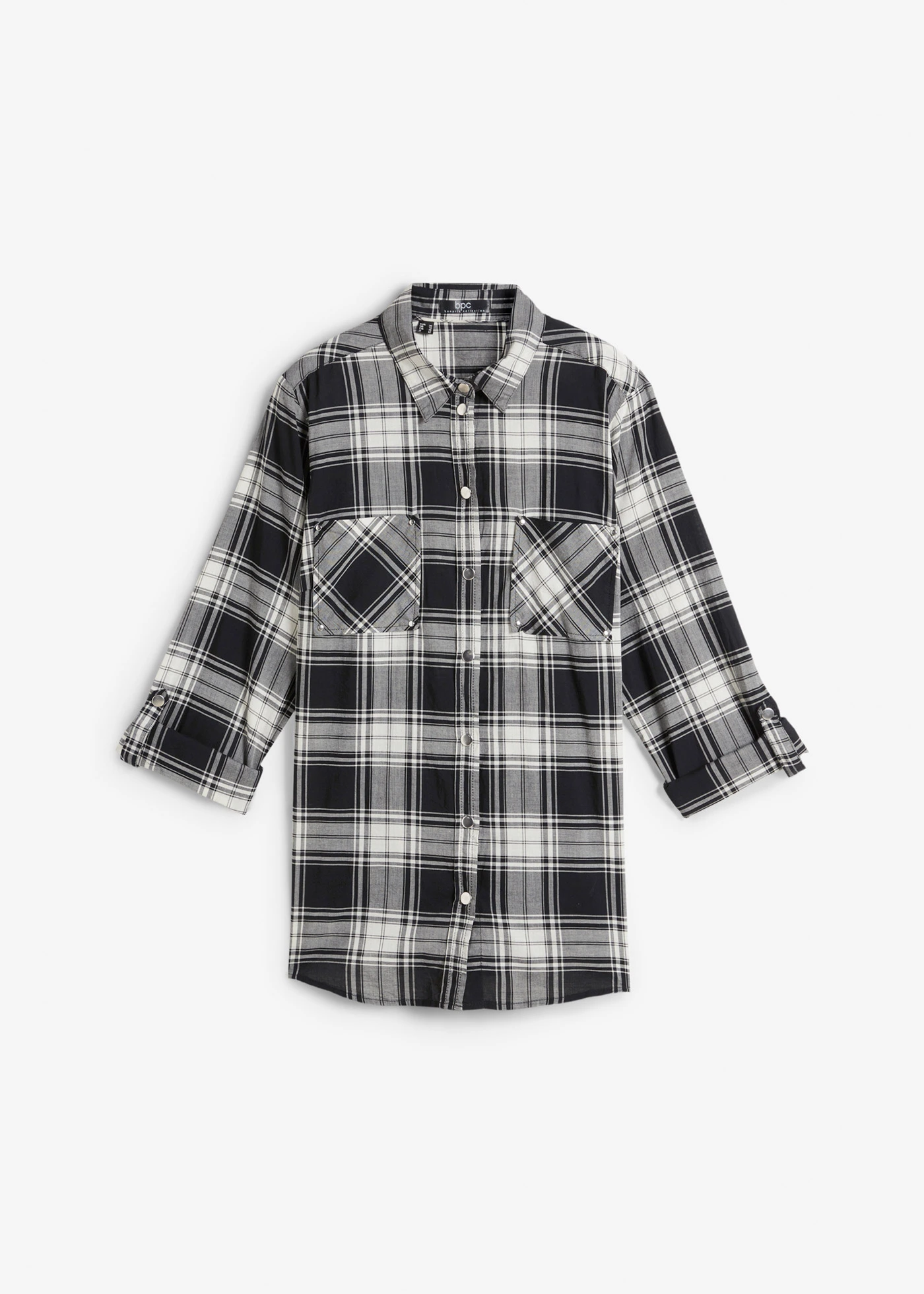 Geruite overhemdblouse van katoen • zwart-wit geruit • bonprix online shop