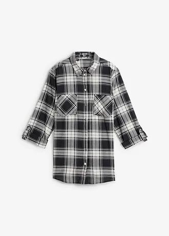 Geruite overhemdblouse van katoen • zwart-wit geruit • bonprix online shop