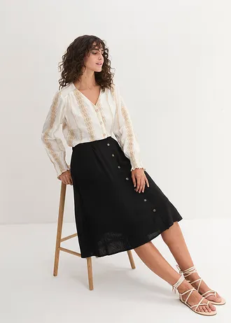 Fustă midi cu in • negru • magazin bonprix