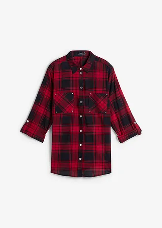 Kostkovaná košilová halenka z čisté bavlny, barva: červeno-černá kostka