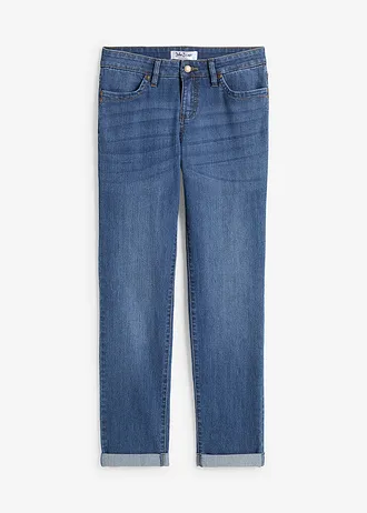 Jeansy ze stretchem straight, mid waist • niebieski denim "used" • sklep bonprix