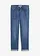Stretch jeans mid waist, straight, Kleur: blauw denim used