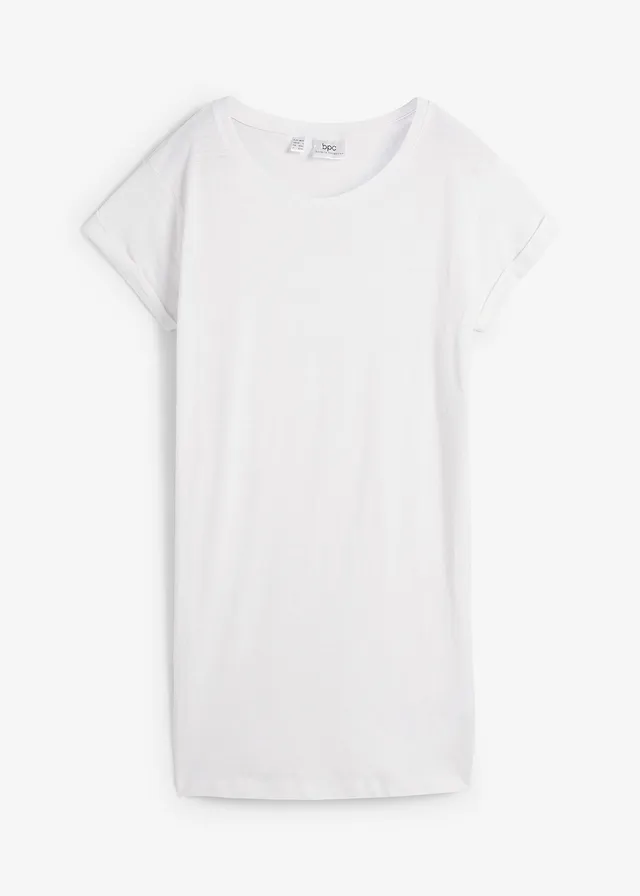 T-shirt long 100% coton, Couleur: blanc