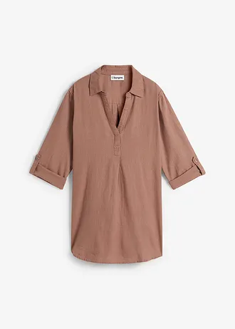 Bluză cu mâneci 3/4, cu in • maro castaniu • magazin bonprix