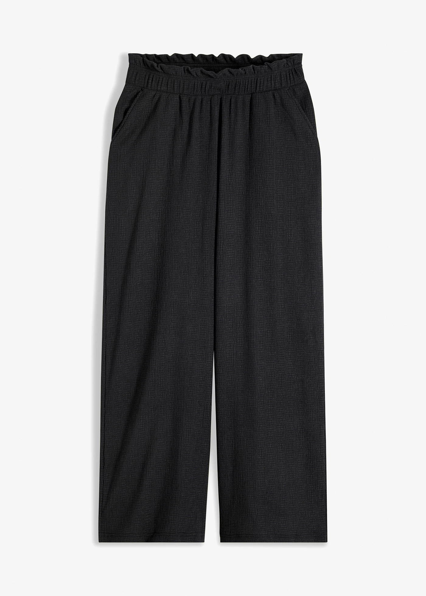 Jersey-crêpe broek met hoge band • zwart • bonprix online shop