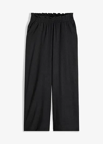 Jersey-crêpe broek met hoge band • zwart • bonprix online shop