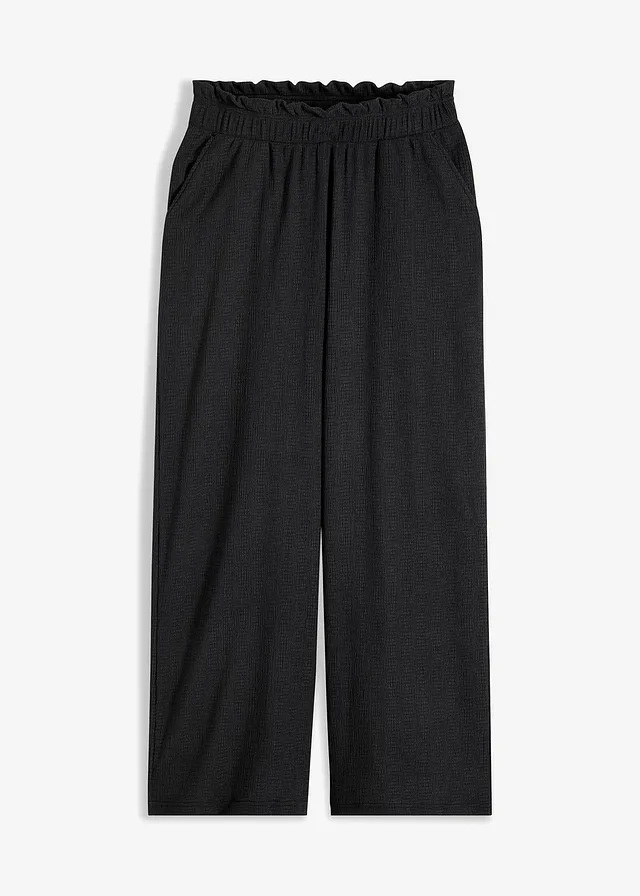 Jersey-crêpe broek met hoge band • zwart • bonprix online shop