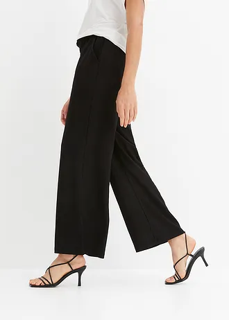 Jersey-crêpe broek met hoge band • zwart • bonprix online shop