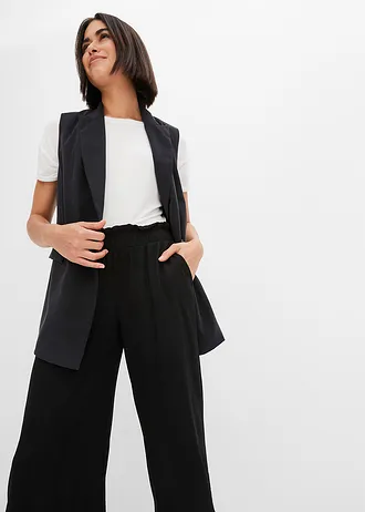 Jersey-crêpe broek met hoge band • zwart • bonprix online shop