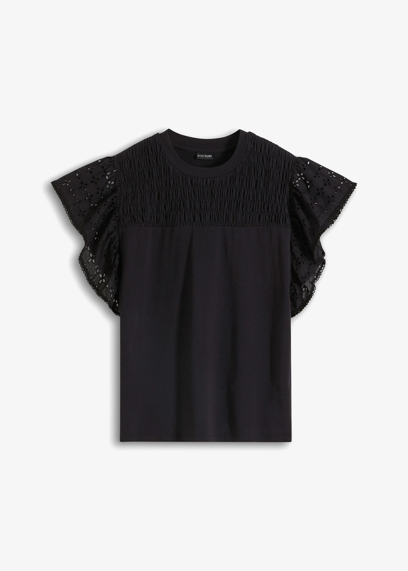 Shirt met broderie anglaise • zwart • bonprix online shop