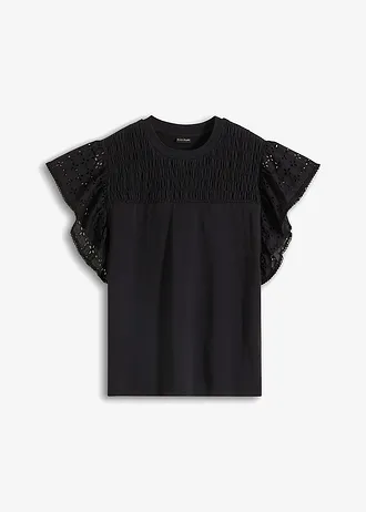 Shirt met broderie anglaise • zwart • bonprix online shop