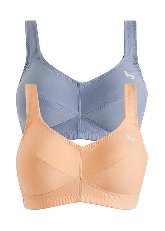 Bh zonder beugels met biologisch katoen (set van 2), Kleur: melba+mat blauw