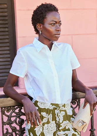 Popeline blouse met korte mouwen • wit • bonprix online shop