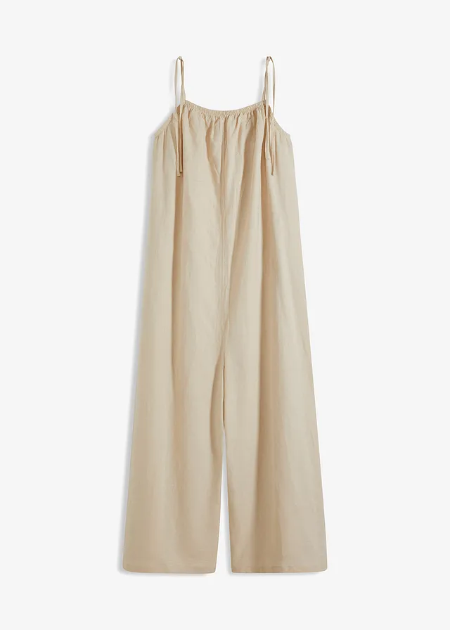 Combinaison aérienne en lin et viscose