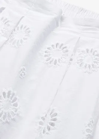 Spódnica maxi z bawełny organicznej z angielskim haftem • biały • sklep bonprix