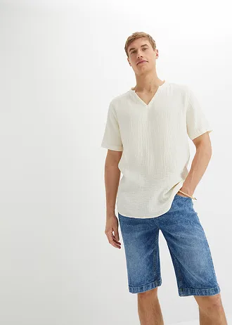 Košile ze vzdušného mušelínu, krátký rukáv, barva: přírodní bílá