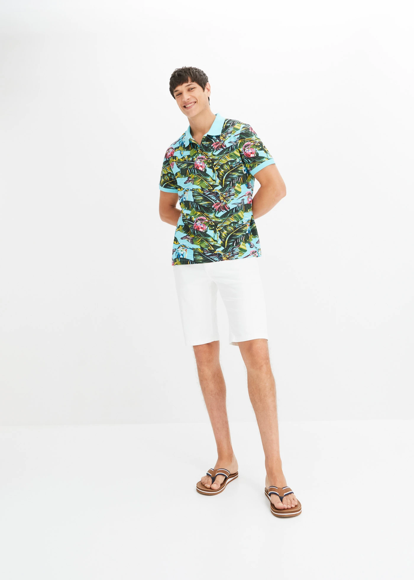 Poloshirt met korte mouwen van biologisch katoen • aqua • bonprix online shop