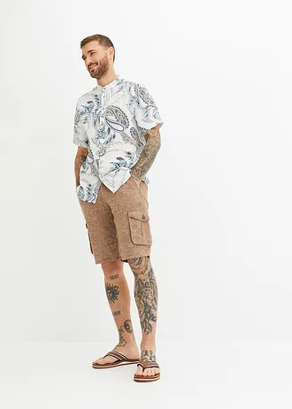 Linnen cargo bermuda • cognac gemêleerd • bonprix online shop