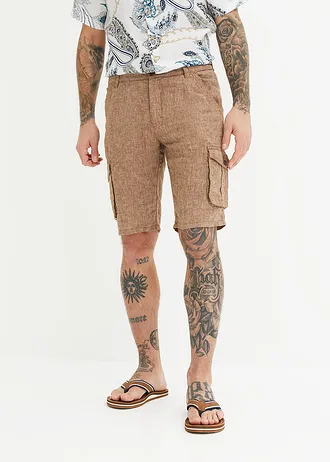 Linnen cargo bermuda • cognac gemêleerd • bonprix online shop