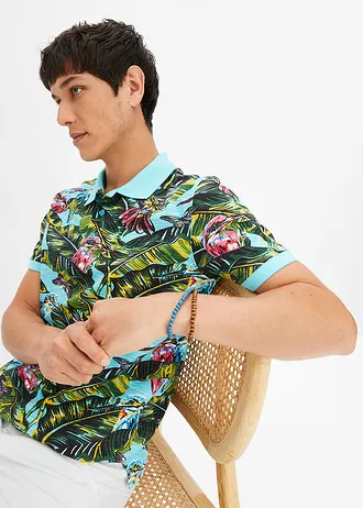 Poloshirt met korte mouwen van biologisch katoen • aqua • bonprix online shop