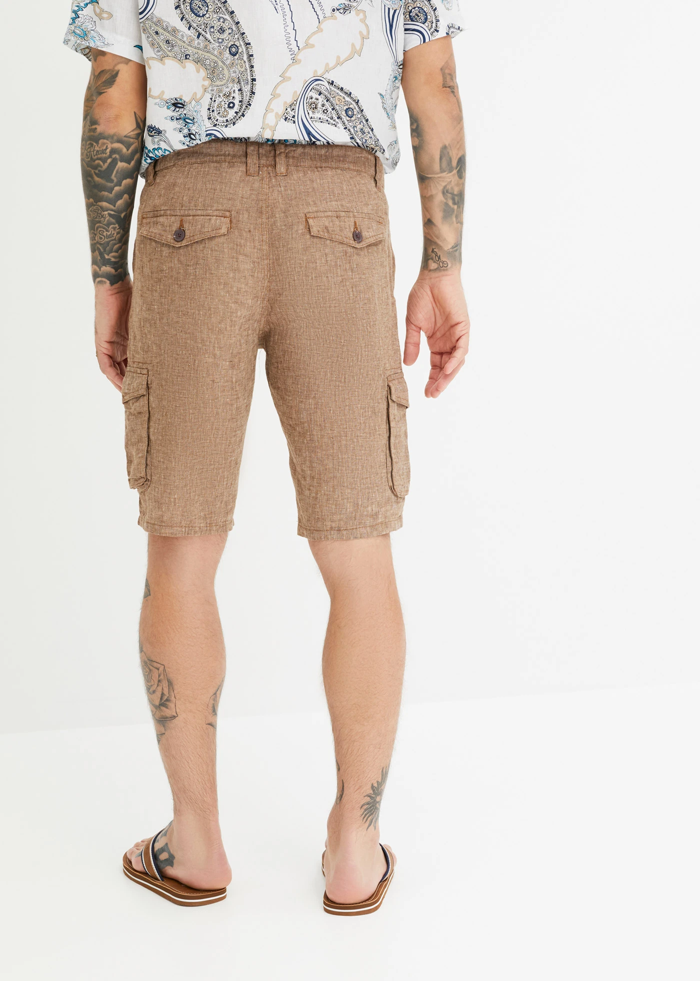 Linnen cargo bermuda • cognac gemêleerd • bonprix online shop