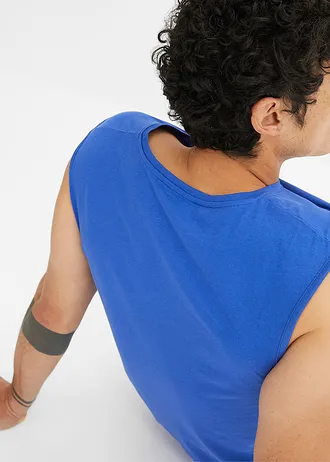 Tanktop van biologisch katoen (set van 2) • wit+edelsteenblauw • bonprix online shop